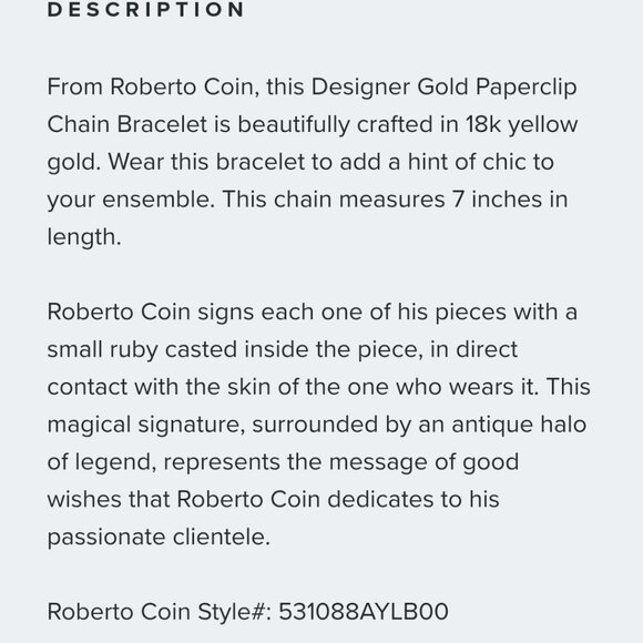 Roberto Coin paperclip bracelet - Picture 6 of 6